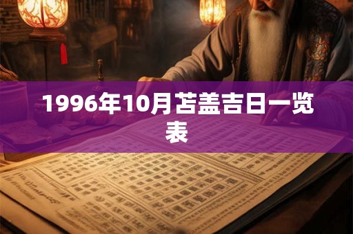 1996年10月苫盖吉日一览表 1996年10月苫盖吉日一览表