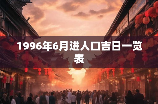 1996年6月进人口吉日一览表