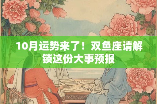 10月运势来了！双鱼座请解锁这份大事预报