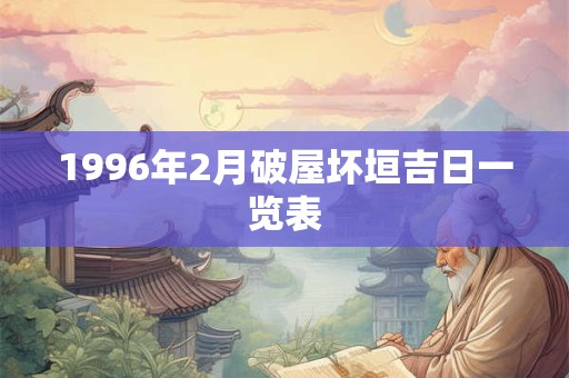 1996年2月破屋坏垣吉日一览表