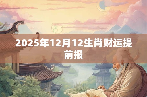 2025年12月12生肖财运提前报