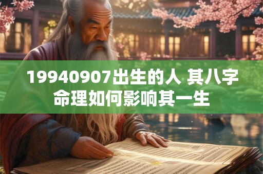 19940907出生的人 其八字命理如何影响其一生