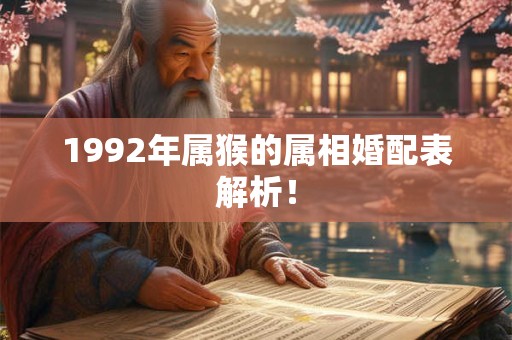 1992年属猴的属相婚配表解析！