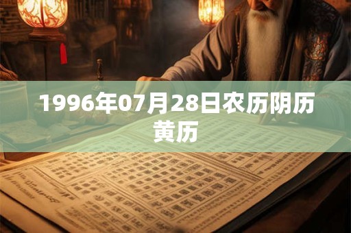 1996年07月28日农历阴历黄历