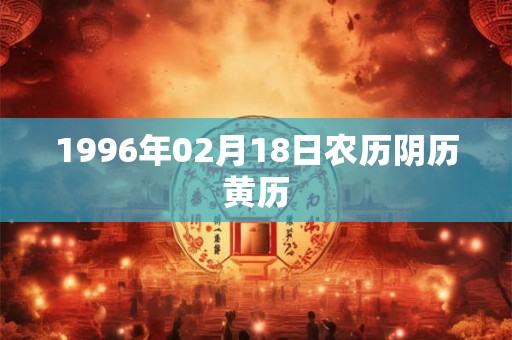 1996年02月18日农历阴历黄历