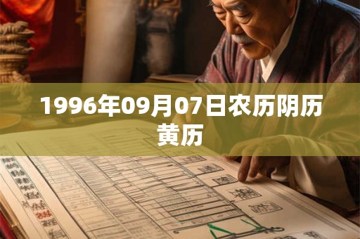 1996年09月07日农历阴历黄历
