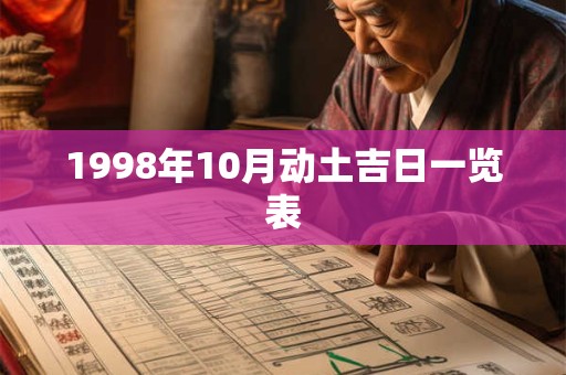 1998年10月动土吉日一览表