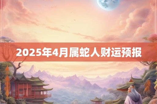 2025年4月属蛇人财运预报