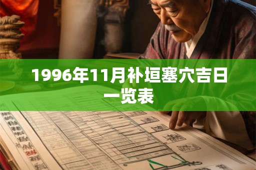 1996年11月补垣塞穴吉日一览表