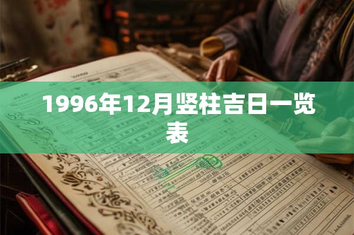 1996年12月竖柱吉日一览表