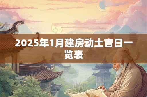 2025年1月建房动土吉日一览表