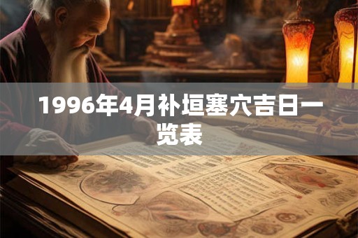 1996年4月补垣塞穴吉日一览表