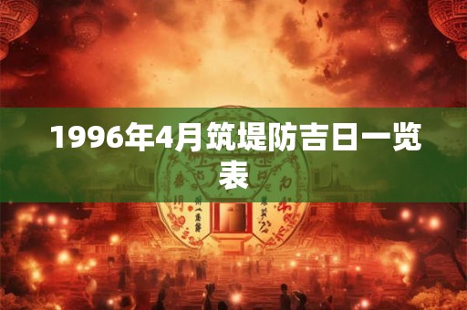 1996年4月筑堤防吉日一览表