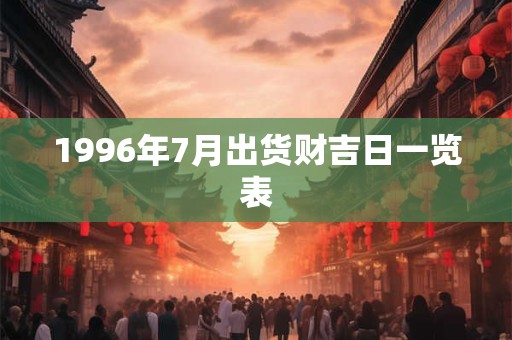 1996年7月出货财吉日一览表