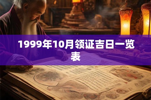 1999年10月领证吉日一览表