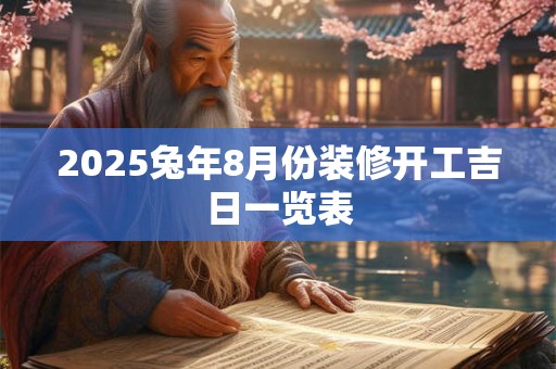 2025兔年8月份装修开工吉日一览表