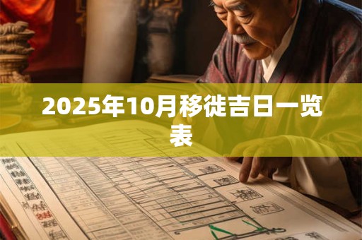 2025年10月移徙吉日一览表