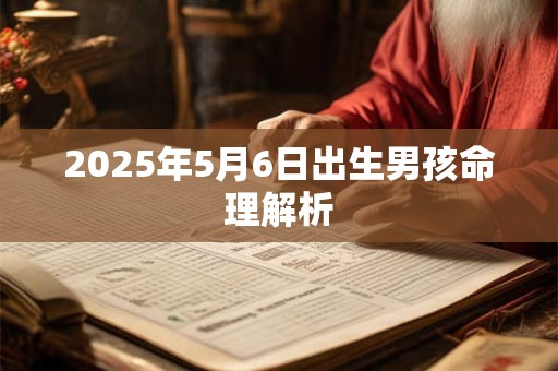 2025年5月6日出生男孩命理解析