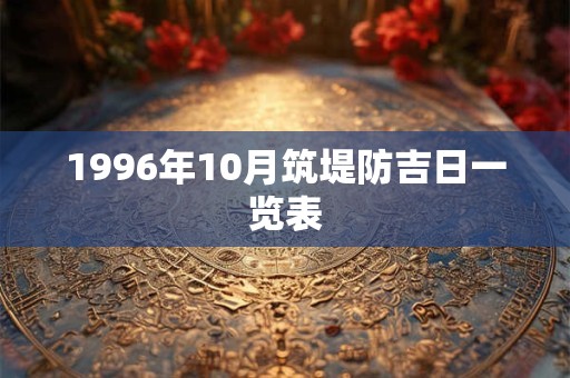 1996年10月筑堤防吉日一览表