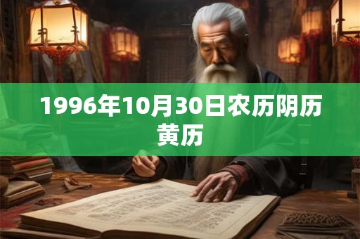 1996年10月30日农历阴历黄历