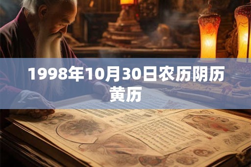 1998年10月30日农历阴历黄历