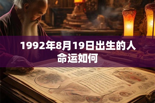 1992年8月19日出生的人命运如何
