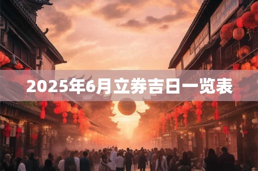 2026年6月立券吉日一览表