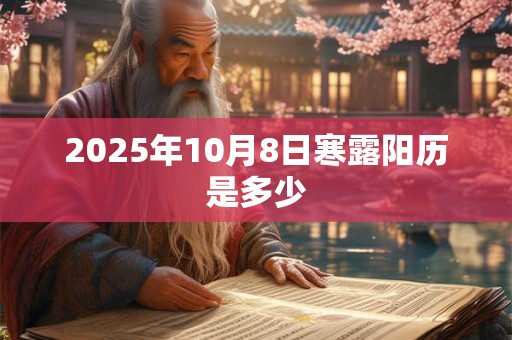 2026年10月8日寒露阳历是多少