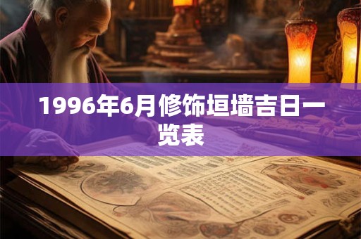 1996年6月修饰垣墙吉日一览表