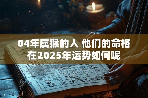 04年属猴的人 他们的命格在2025年运势如何呢 04年属猴的人 他们的命格在2025年运势如何呢