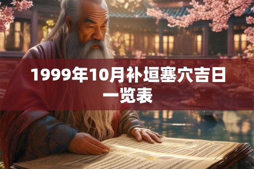 1999年10月补垣塞穴吉日一览表