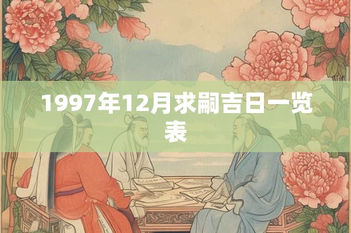 1997年12月求嗣吉日一览表