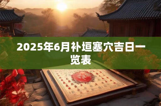 2025年6月补垣塞穴吉日一览表