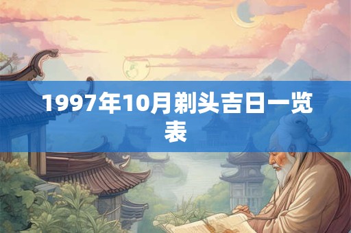1997年10月剃头吉日一览表 1997年10月剃头吉日一览表