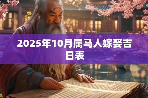 2025年10月属马人嫁娶吉日表