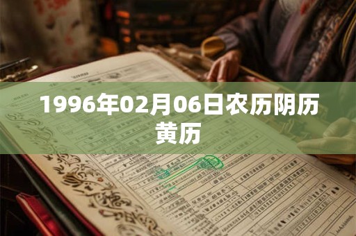 1996年02月06日农历阴历黄历