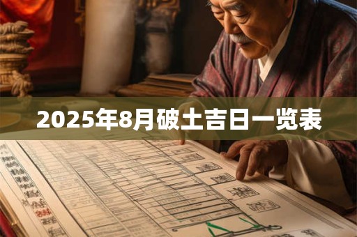 2025年8月破土吉日一览表