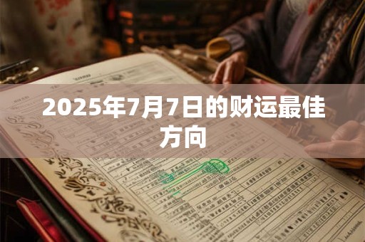 2025年7月7日的财运最佳方向