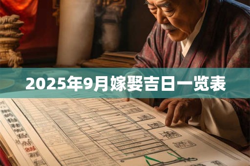 2025年9月嫁娶吉日一览表