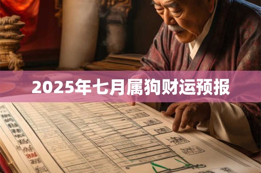2025年七月属狗财运预报 2025年七月属狗财运预报
