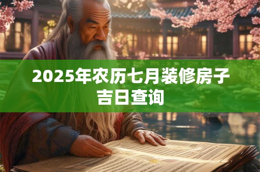 2025年农历七月装修房子吉日查询