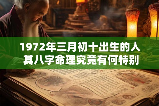 1972年三月初十出生的人 其八字命理究竟有何特别之处