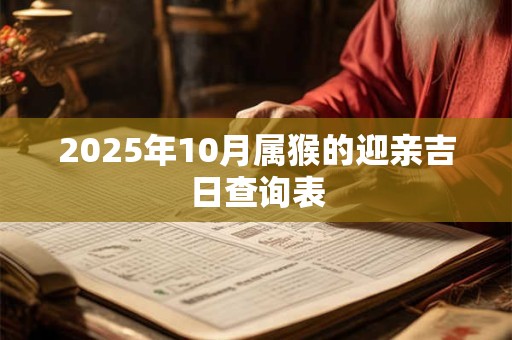 2025年10月属猴的迎亲吉日查询表
