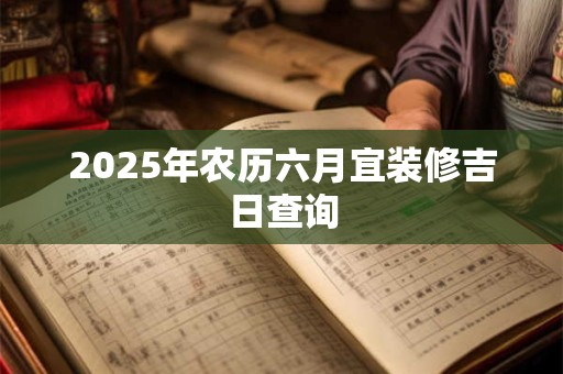 2025年农历六月宜装修吉日查询