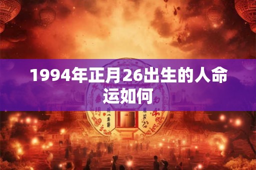 1994年正月26出生的人命运如何