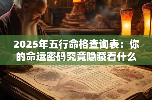 2025年五行命格查询表：你的命运密码究竟隐藏着什么