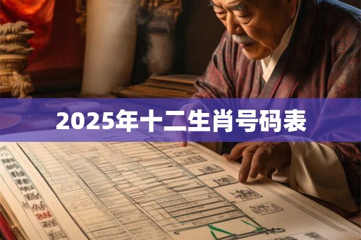 2025年十二生肖号码表 2025年十二生肖号码表
