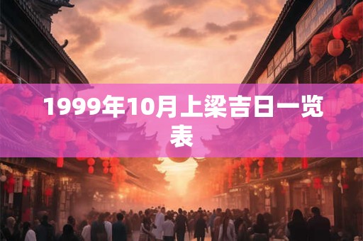 1999年10月上梁吉日一览表
