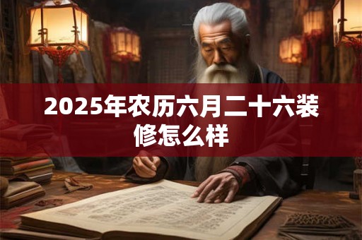 2025年农历六月二十六装修怎么样
