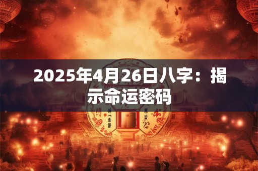 2025年4月26日八字：揭示命运密码